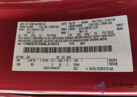 2021 Ford Bronco Outer Banks from USA, damaged, VIN 1FMDE5CP6MLA79974